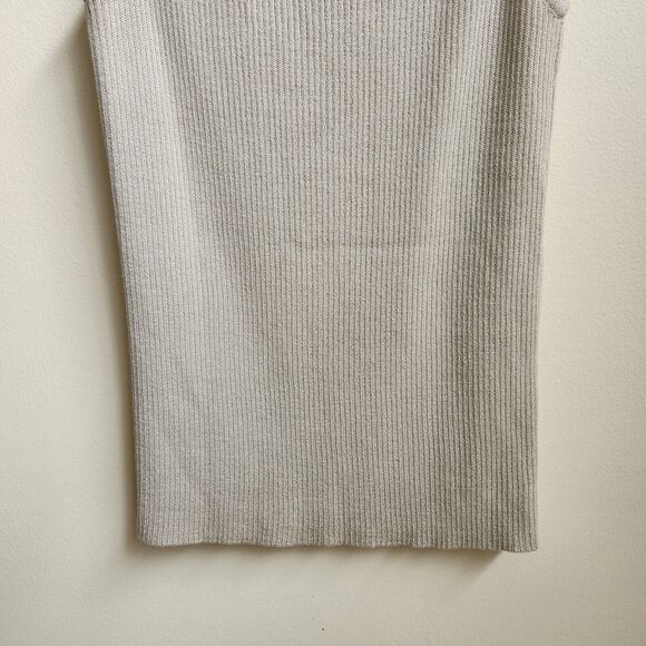 St John Tank Women's P 2 Yellow Label Beige Ribbed Knit Shell Layering Career - Picture 7 of 15